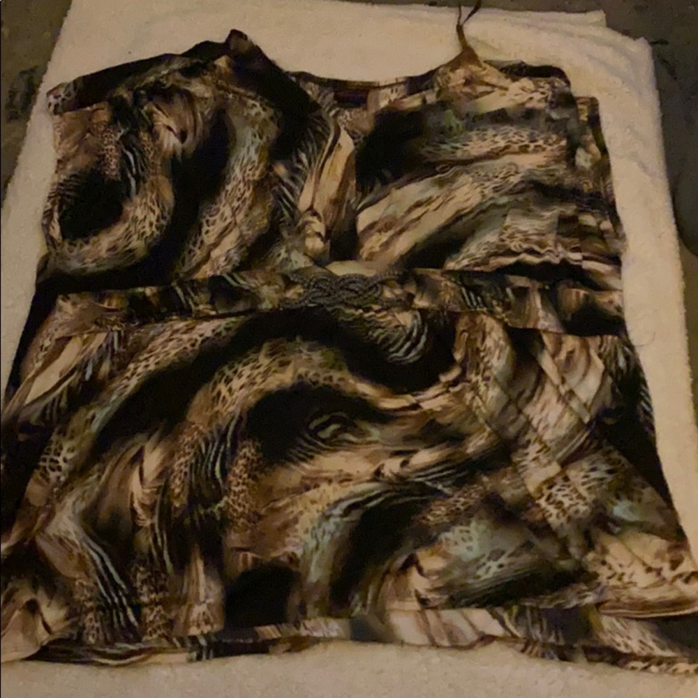 Torrid Animal Print Thick Sleeve Tank Top Blouse